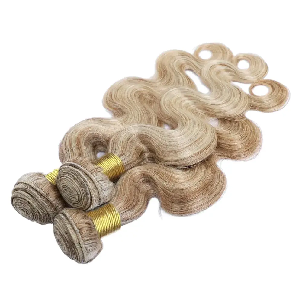 P27/613 الجسم موجة حزم الشعر البشري البرازيلي ريمي 100% وصلات شعر بشرية لحمة مزدوجة تسليط الضوء على أومبير العسل شقراء حزم