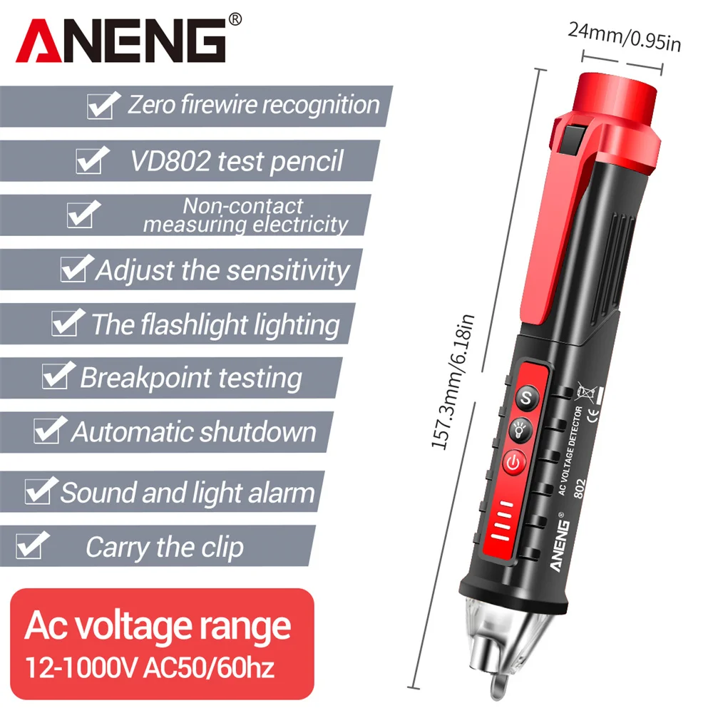 ANENG VD802/VD806 Smart Non-contact Digital Test Pen New Arrival AC Voltage 12-1000V Detectors Current Electric Sensor Tester