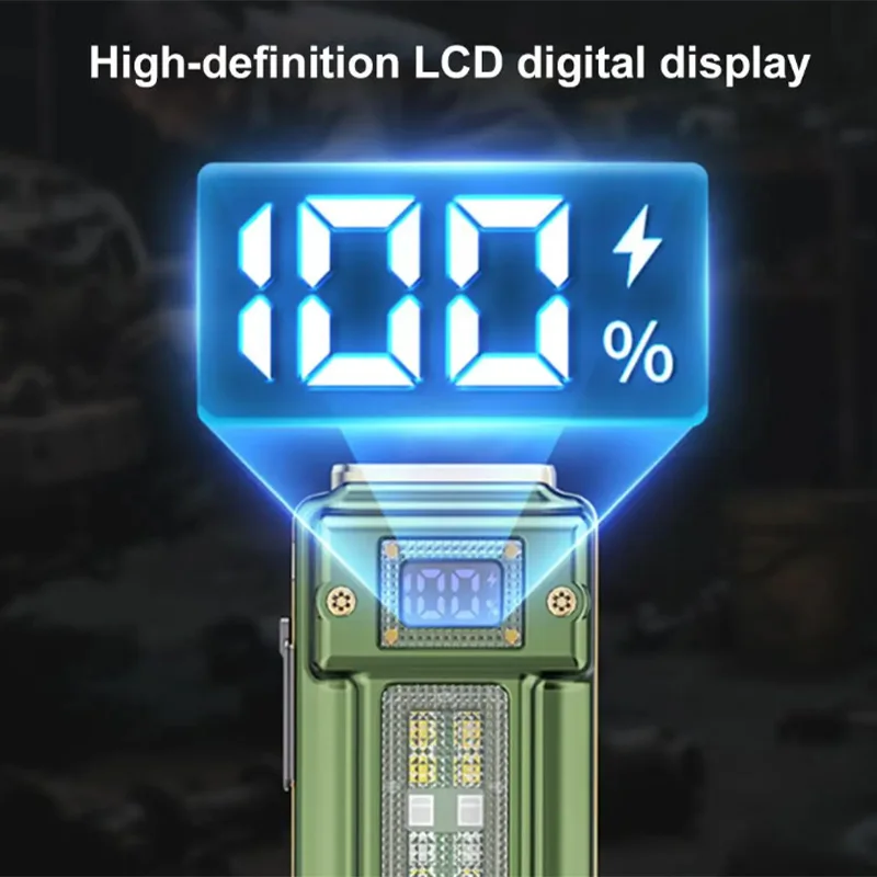 S90-EDC Multi-Function Flashlight Ultra-Slim Mini Portable Digital Display Work Light Triple Light Source Outdoor Camping Light