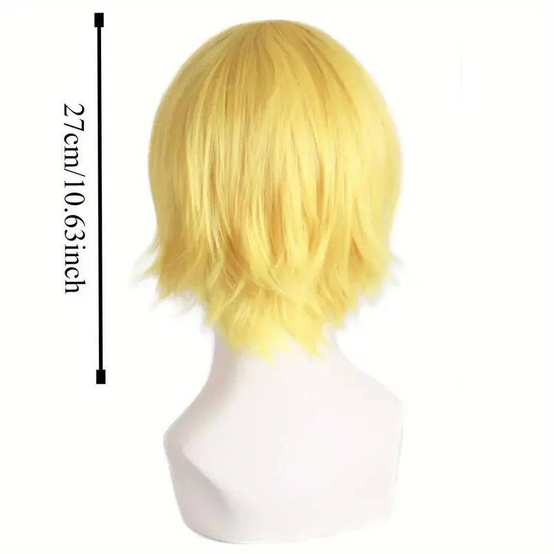 Perruque bouclée jaune sans colle, bonnet en filet commandé, parfait pour les fêtes de cosplay, Halloween, Noël, Eas, J48801S, 03/Wear