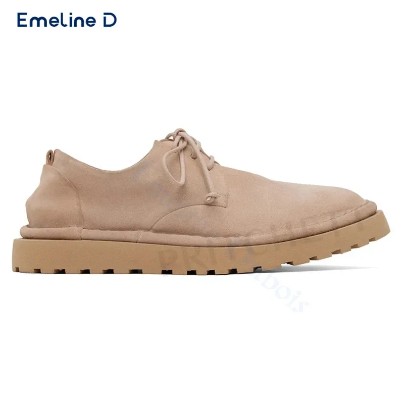 Solid Color Suede Lace-Up Casual Shoes Soft Slip-On Style Personalized Daily Shoes Large Size Comfortable Men's Shoes