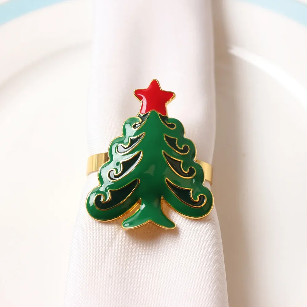 6PCS Napkin Holdes for Christmas Dinner, Christmas Napkin Ring Wedding Gift, Reception, Thanksgiving and Home Kitchen Decorative