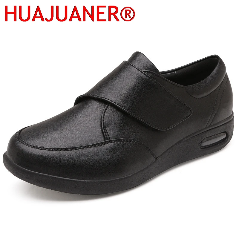 

Man Women Leather Old People Shoe Man Shoes Senile Wide Feet Swollen Couple Eversion Soft Comfortable Diabetic Shoes