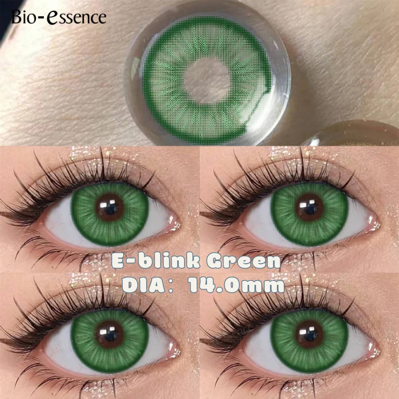 Bio-essence 1Pair Yearly Colored Contact Lenses for Eyes Cosplay Contact Beauty Makeup Anime Accessories Cyan Pink Lenses