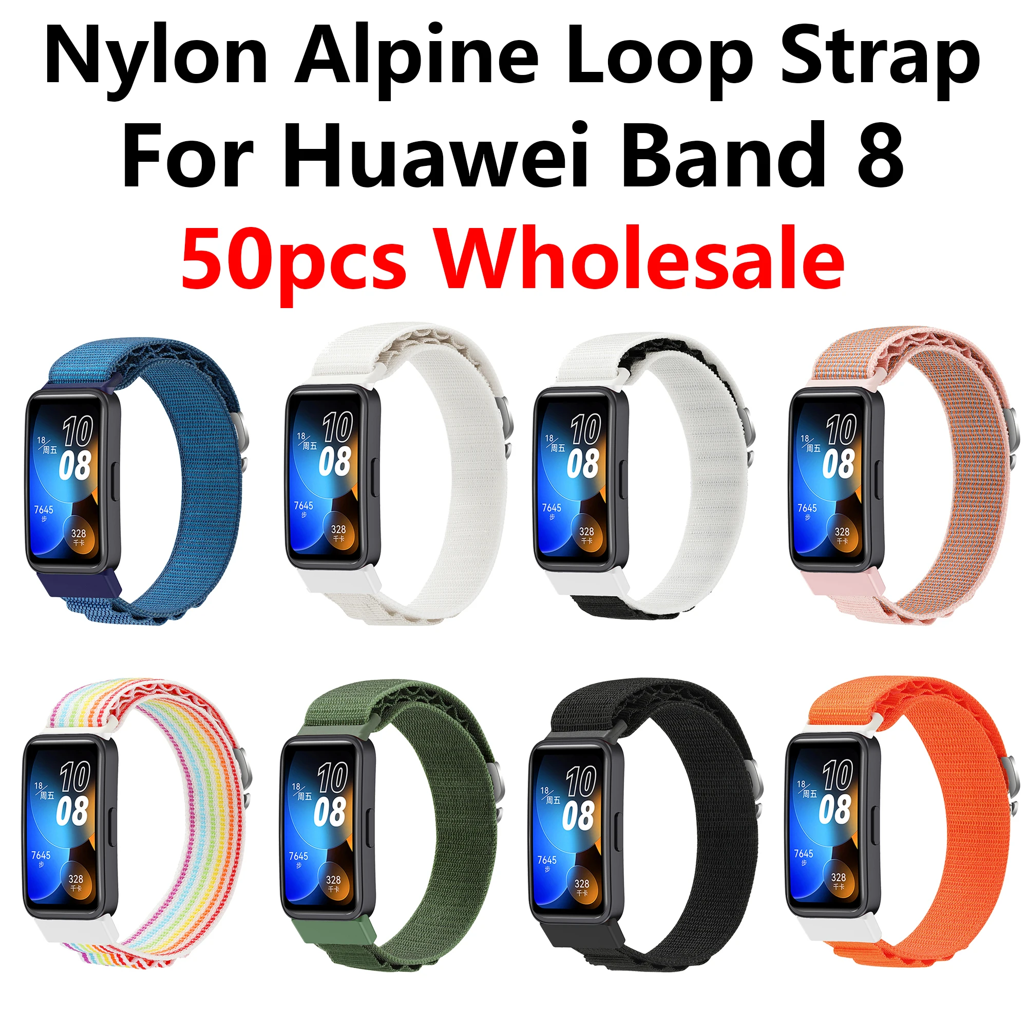 

50pcs Nylon Alpine Loop Strap For Huawei Band 8 Smart Watch Replacement Belt Wristband For Huawei Band 8 Bracelet Sport Strap