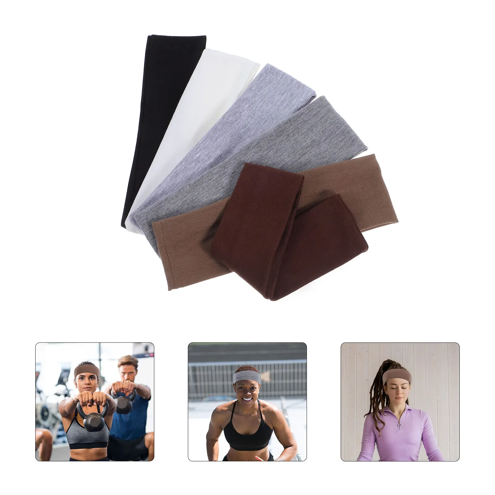 

6Pcs Yoga Headbands for Women Elastic Sweat-Wicking Workout Sports Gym Running Soft Stretchy Hair Bands for Fitness Outdoor