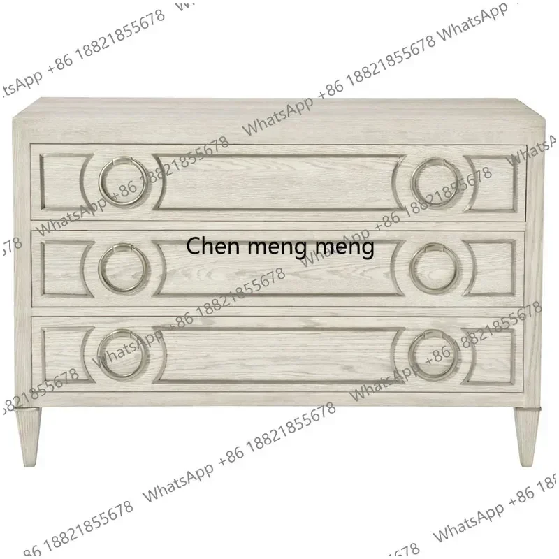 AB03Modern, light luxury oak antique white made old three-bucket side cabinet