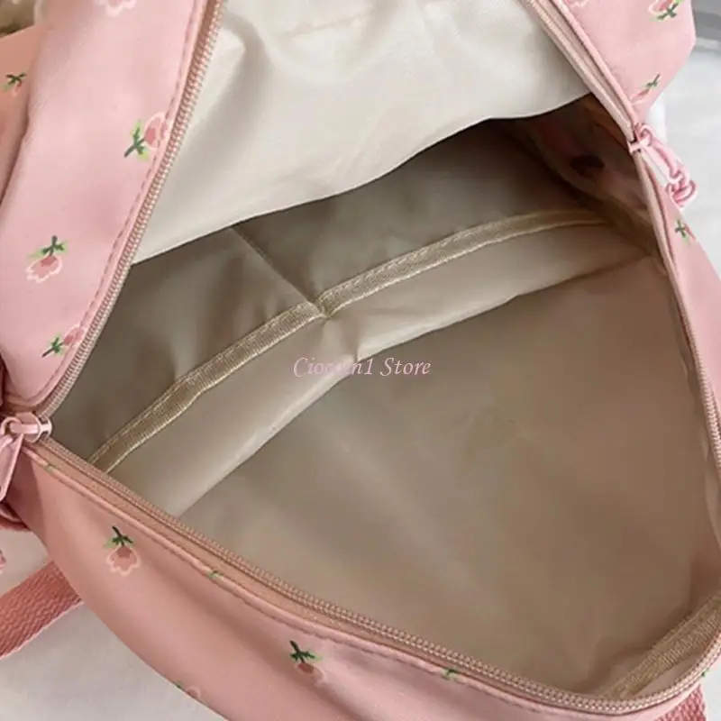 Y1UB Travel Bag Flower Print Backpack Korean Styles Casual Daypacks School Backpack