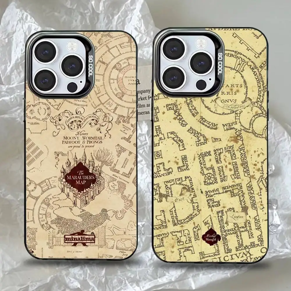 

Map Marauder Map Train Ticket Art Phone Case For iPhone 16,15,14,13,12Pro,Max,Plus,Mini,XS,SE Anti Fall Black Matte Hard Bumper