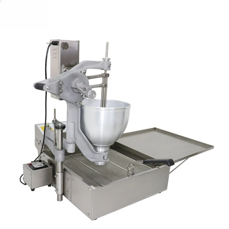 Commercial desktop multi-flower hand-crank donut machine, stainless steel intelligent frying machine
