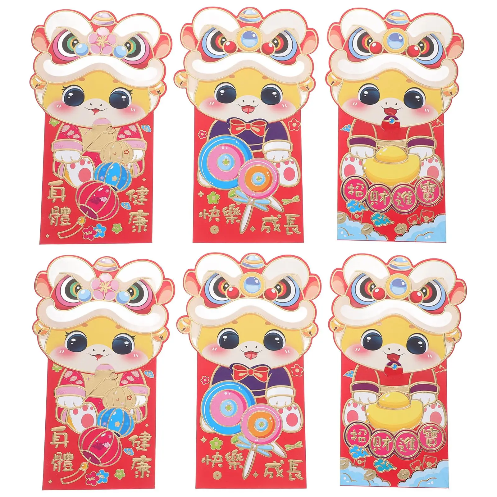 6 Pcs Cartoon Red Envelope Bag New Year Envelopes Hong Bao Packet Purse Chinese Hongbao Paper Child
