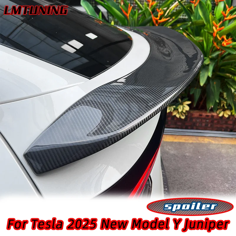 

Для Tesla 2025 Model Y Juniper, действительно углеродное волокно, крышка багажника, спортивный спойлер, крыло, задняя дверь автомобиля, накладка на клапан, аксессуары для декора