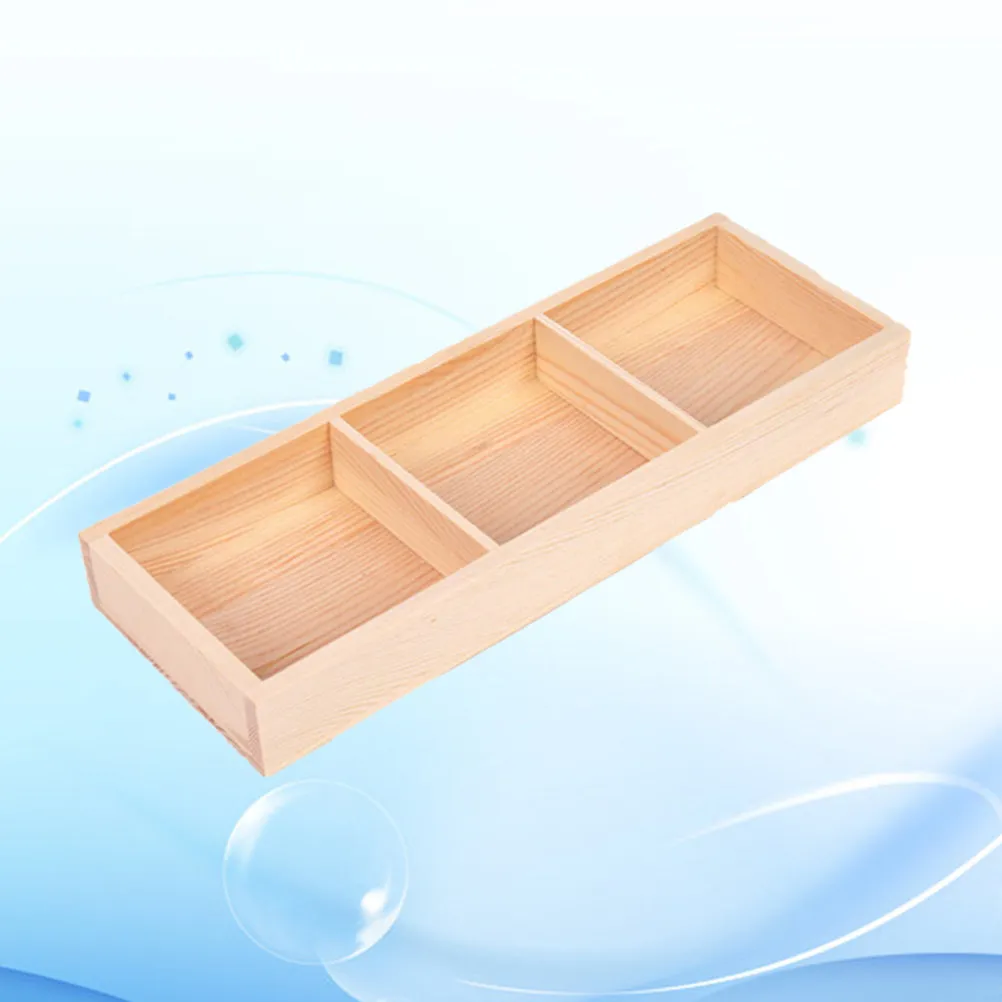 Vintage Wooden Succulent Storage Box Organizer Tray with 3-Section Lattice Planter for Plants