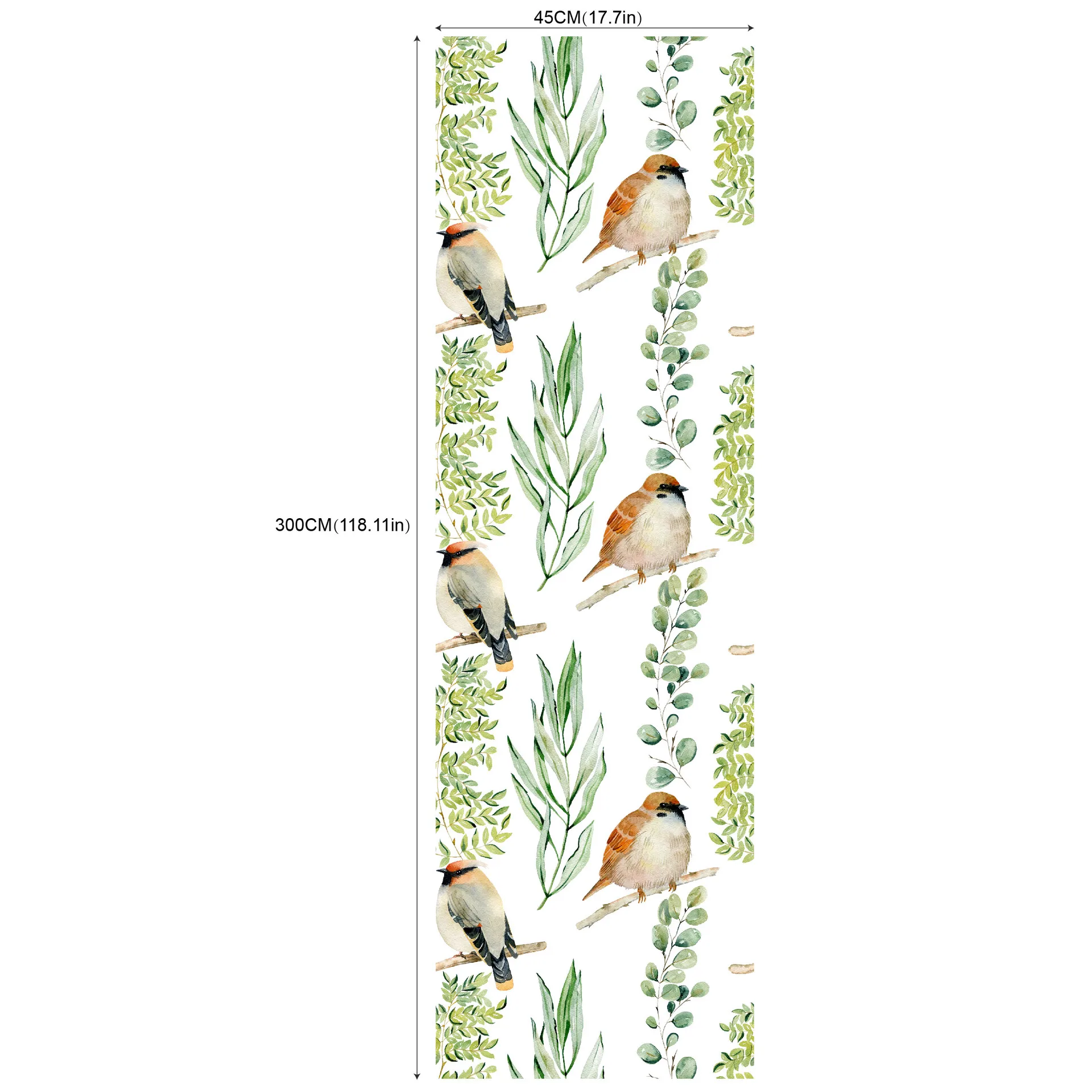 Peel and Stick Floral Bird Wallpaper Self Adhesive Waterproof PVC Wall Sticker Wear-resista Easy Care for Living Room Home Decor