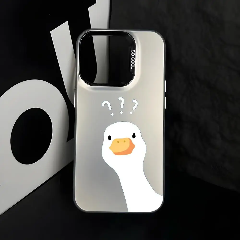 Funda de Teléfono con Diseño Creativo de Pato Confuso y Bonito, Carcasa Plateada lMDColor para iPhone 17, 16, 15, 14, 13, 12, 11 Pro Max Plus