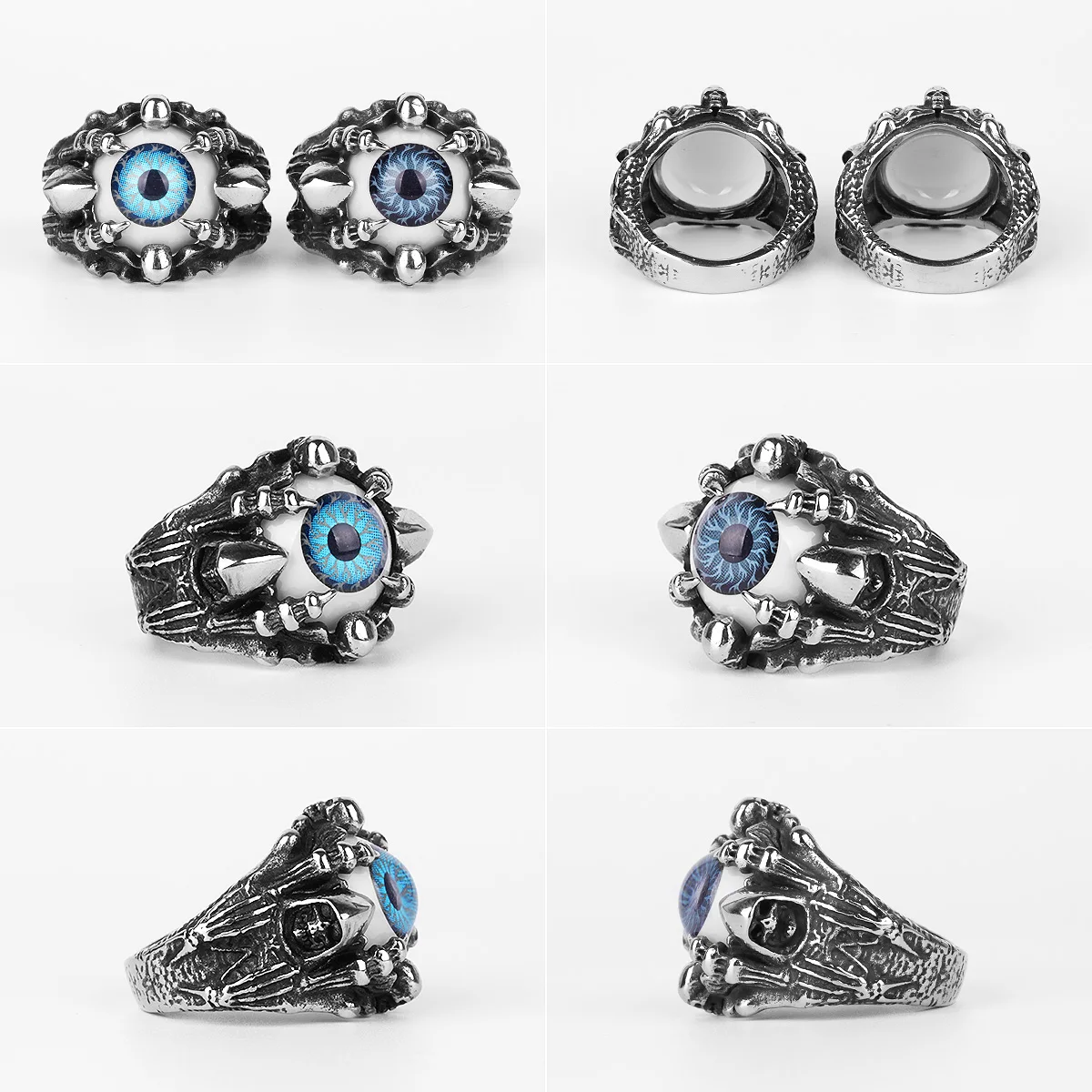 Stainless Steel Men Rings Demon Devil\'s Eye Domineering Punk Rock Hip Hop for Biker Male Boy Jewelry Creativity Gift Wholesale