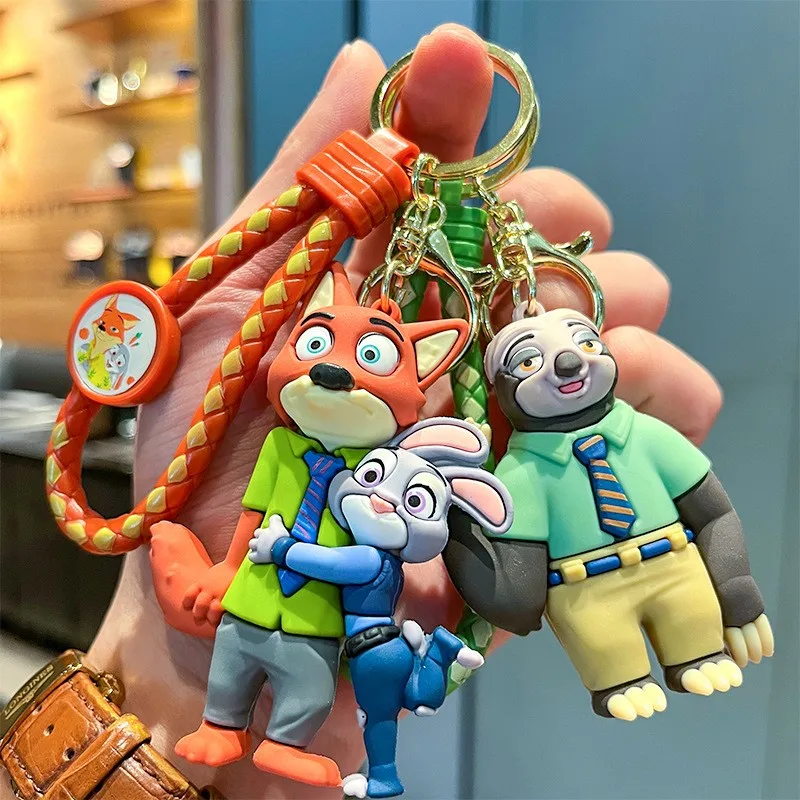 Disney Zootopia Giocattoli Durevoli Action Figures Keychian Judy Hopps Emmitt Otterton Uomo Donna Bambini Portachiavi per auto Ragazza Regalo di compleanno