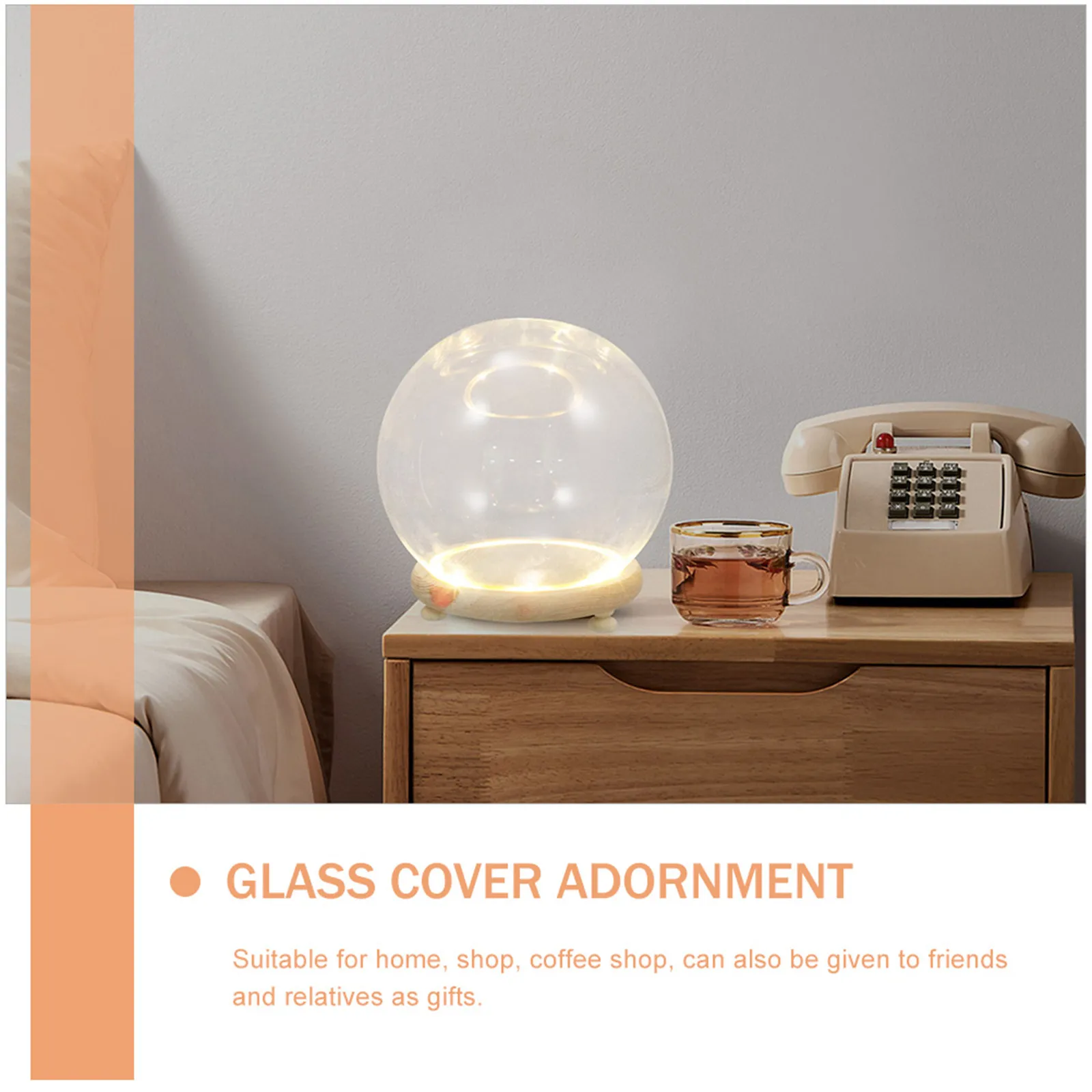 Clear Glass Dome Display Case Preserved Flower Cover Decorative Glass and Wood Home Party Banquet Adornment Home Adornment