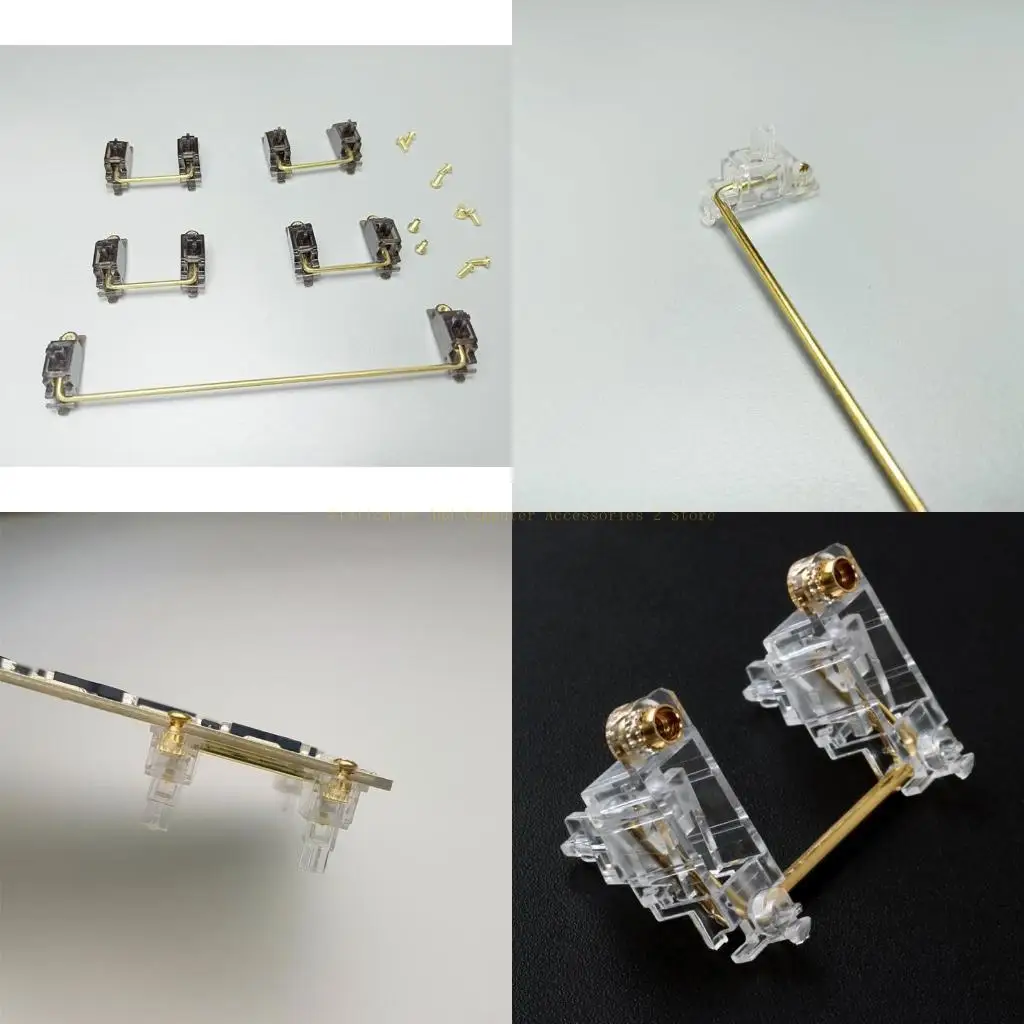 V2 PCB Mount Screw-in Stabilizers Translucent Gold Plated 2u 6.25u Keycap Stabilizers for Mechanical Keyboard