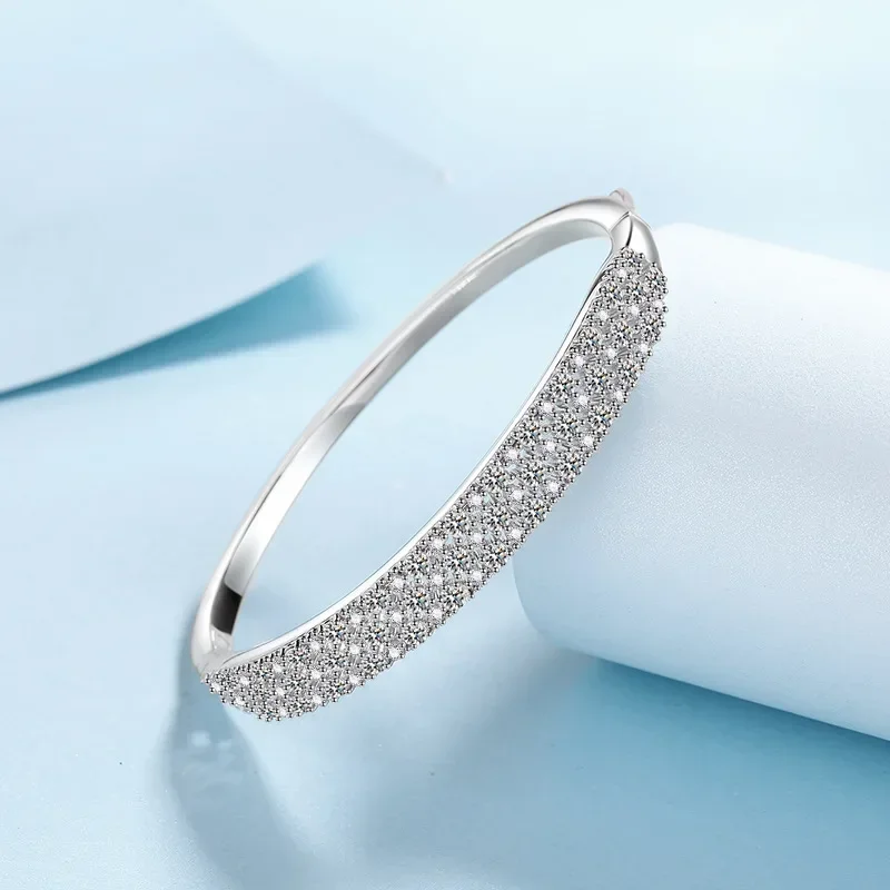 

3.03 Carat Moissanite Diamond Full of Stars Bangles, Platinum Pt950 Set Girlfriend Wedding Fine Jewelry High Quality Bracelet
