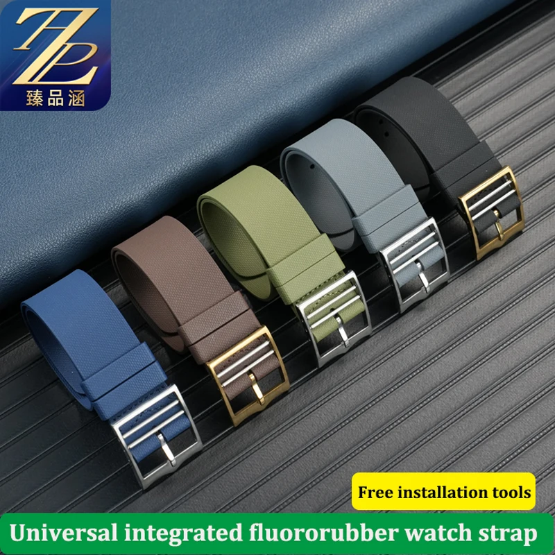 20 มม.21 มม.22 มม.กันน้ํา FKM นาฬิกาสําหรับ TUDOR สไตล์ Ranger Rolex Daytona Omega Fluororubber สายนาฬิกาสร้อยข้อมือผู้ชาย