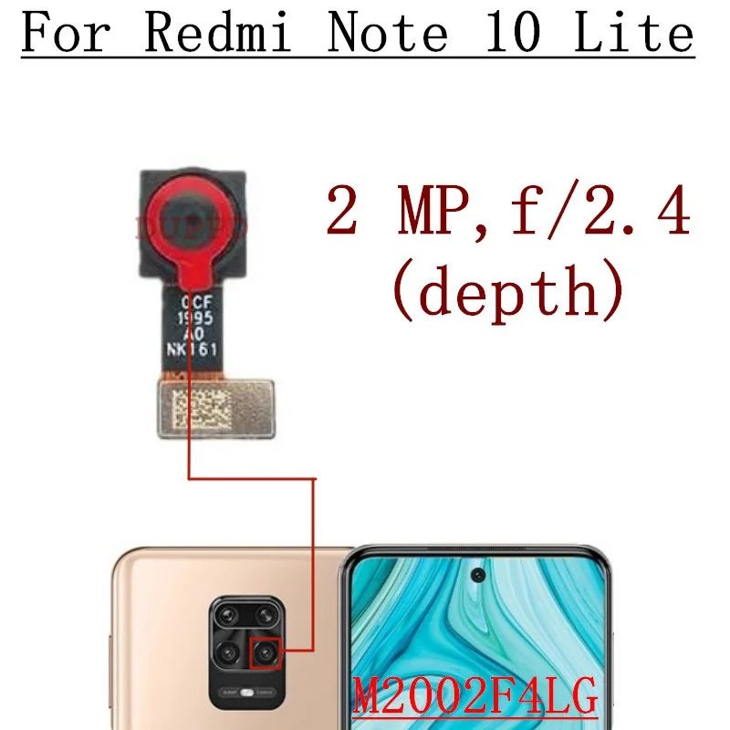 Rear Camera For Xiaomi Redmi Note 10 Lite M2002F4LG Front Selfie Facing Back Wide Main Macro Depth Cameras Flex Parts