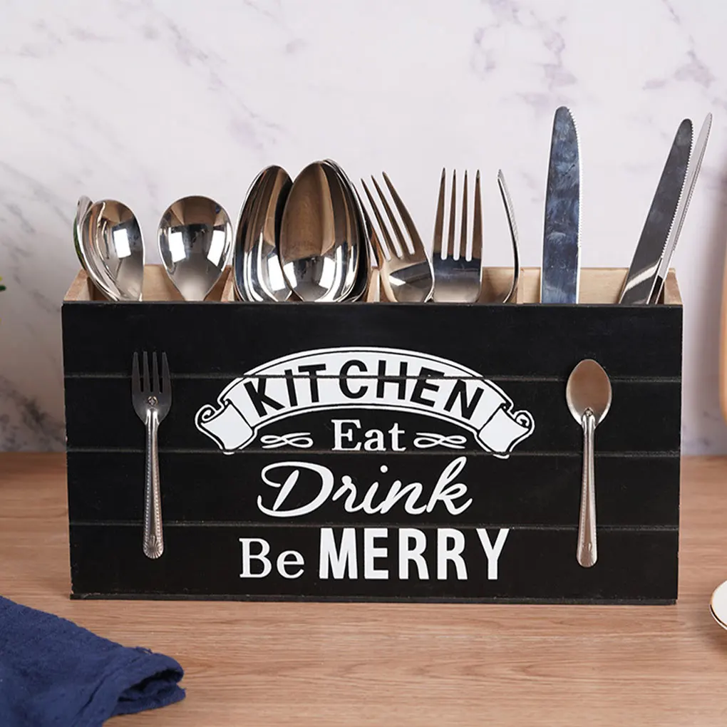 

Деревянный держатель для посуды в стиле вестерн, 4 отделения, органайзер для посуды для фермерского дома, декор для кухонной утвари, столовые приборы, палочки для еды, ложка