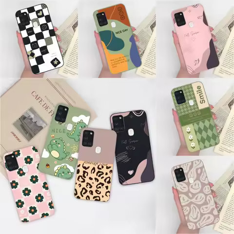 Back Cover For Samsung A21s A21 Phone Case Popular Check Pattern Protective Matte Silicone Soft Housing For Galaxy A 21 S Fundas