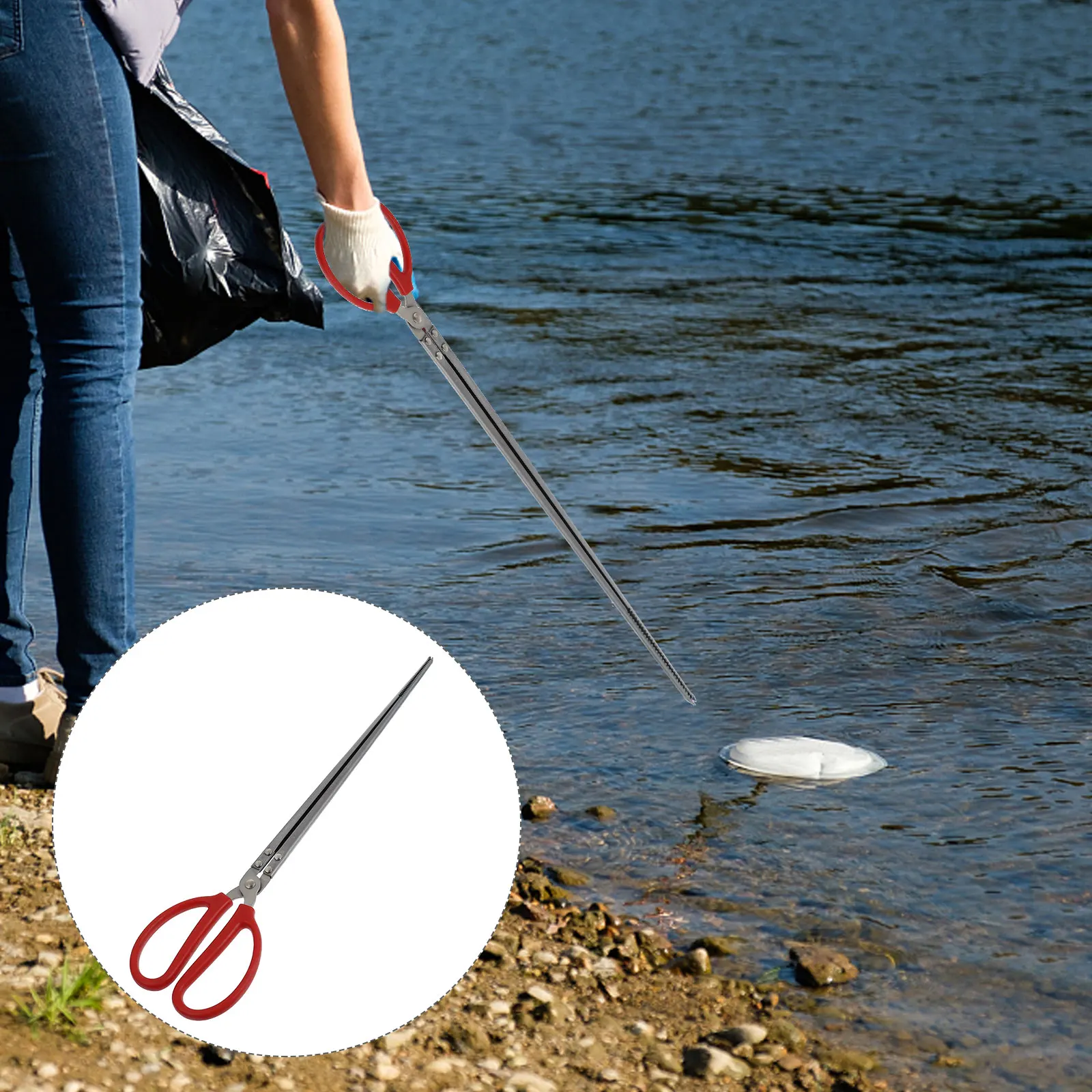 

1pc Professional Fish Clamp Tool Durable Lightweight Bbq Briquette Tongs Garbage Picker For Yard Household Grilling Fire Coal