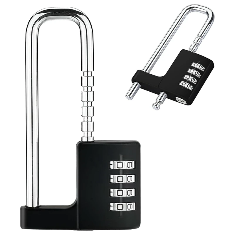 Combination Padlock Outdoor, Waterproof Heavy Duty Padlock With Code, Multifunctional Adjustable Long Padlock Durable Black