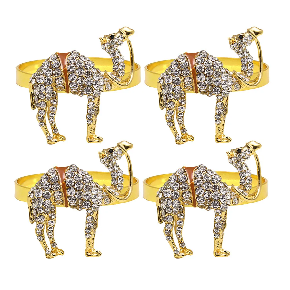 4Pcs Camel Napkin Rings Zinc Alloy Napkin Holders for Wedding Dining Table Restaurant Party Decor