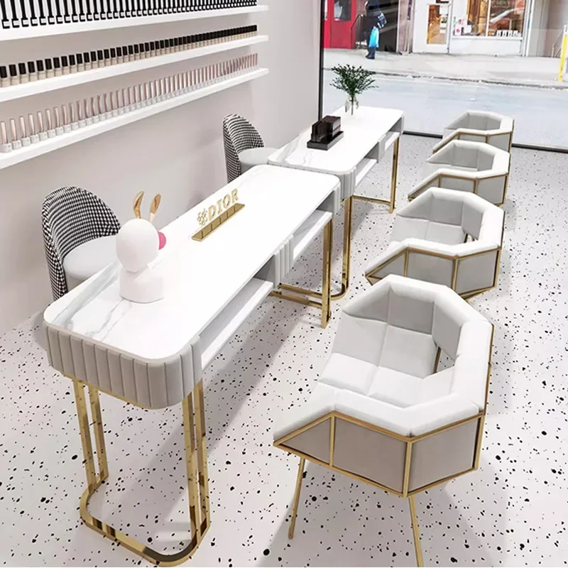 

Aesthetic Light Luxury Nail Desk White Reception Mesa Drawer Manicure Table Modern Nordic Tavolo Per Unghie Salon Furniture