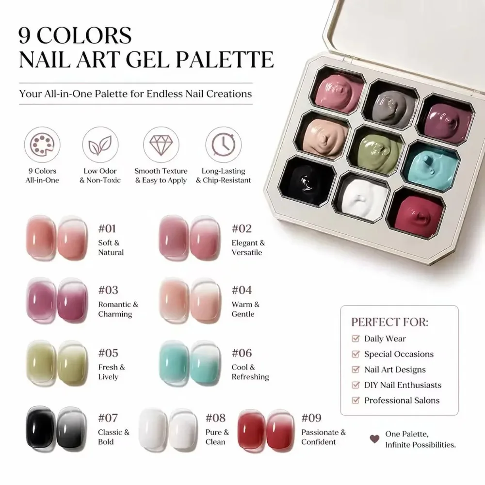 9-color solid gradient high-saturation blush nail polish, French manicure gel, suitable for nail technicians and beginners. image 3