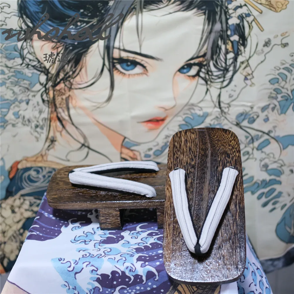 Unisex Japanese Wooden Geta Summer Man Women Slippers Two-teeth Thick Platform Cosplay Costumes Shoes Flip Flops Clogs Sandals