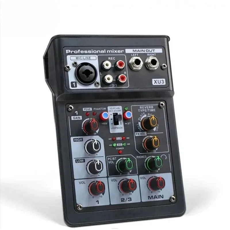 Professional 3-Channel Audio Mixer Reverb Bluetooth Equalizer Console DJ Processor