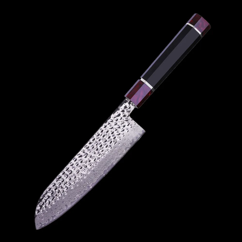 

XSG Damascus Japanese Santoku Chef Knife 9Cr18Mov Steel Sharp Blade Meat Cleaver Professional Kitchen Knives Octagonal Handle