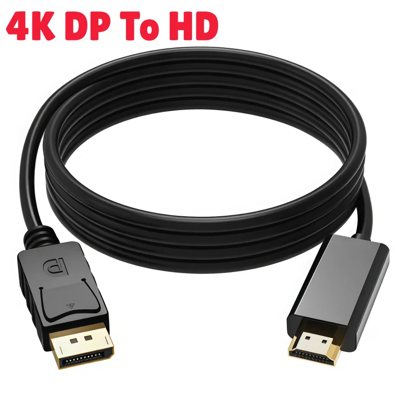 4K 1080P Display Adapter DP To HDTV Cable For TV Laptop PC Computer Audio Video Conversion Cable Game Office Display Converter