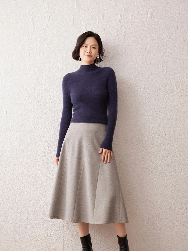 2026 New Autumn Winter Women's Cashmere Mock-neck Pullovers 100% Cashmere Knitwear Sweater Warm Soft Slimming Clothing Top - view 6