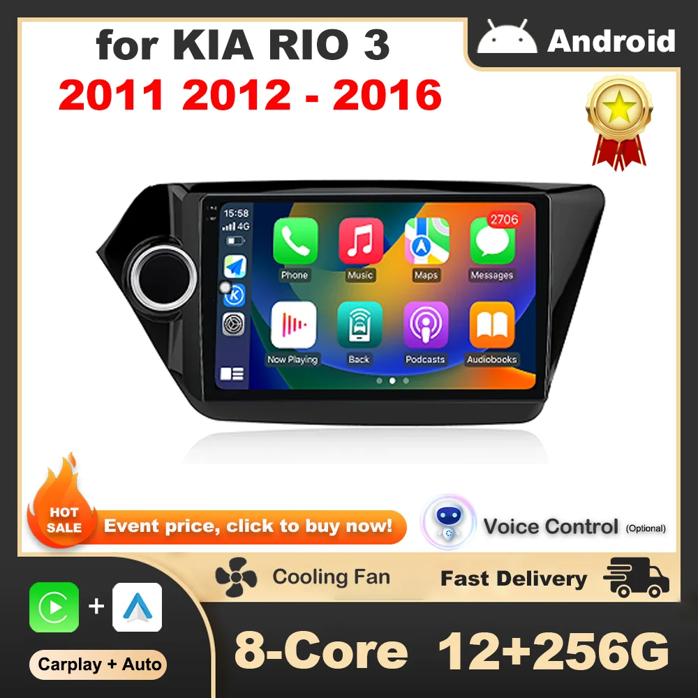 

for KIA RIO 3 2011 2012 - 2016 Android Intelligent System Bluetooth Car Radio Audio Multimedia Player GPS Navigation QLED Screen