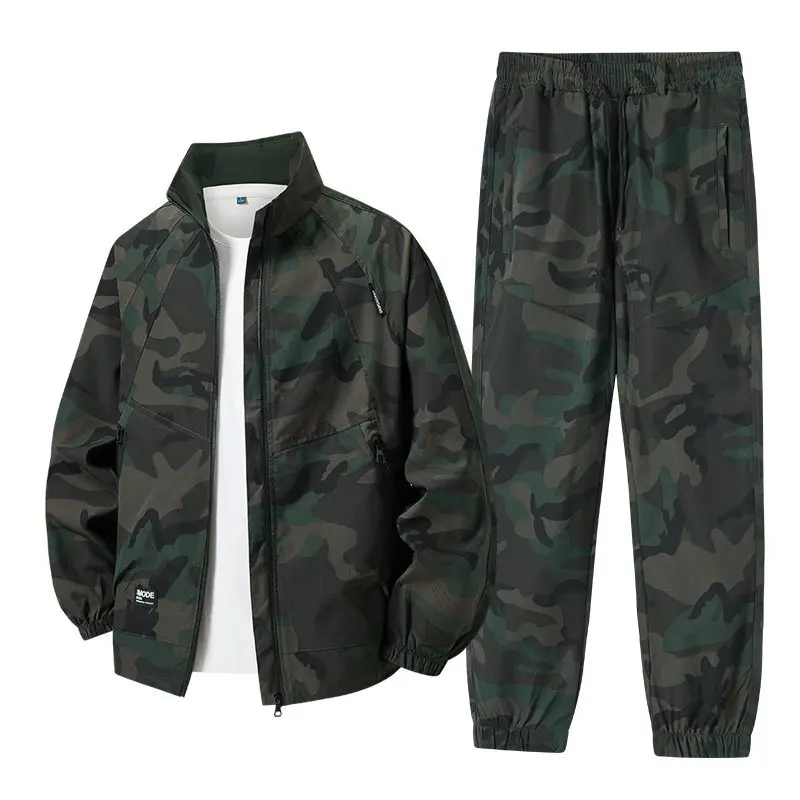 

Versatile Casual Fashionable Waterproof Fabric Zipper Pockets Cuffed Pants Stand Collar All-Match Set High Waist Straight Leg