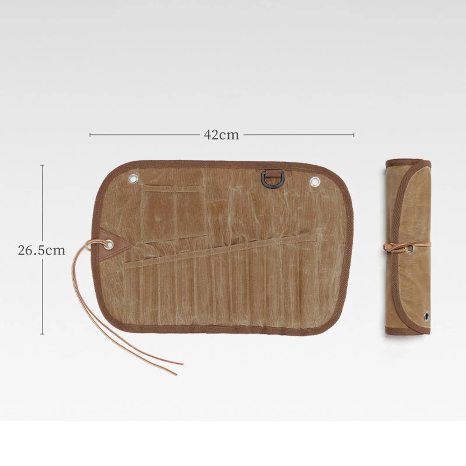 Outdoor Cutlery Storage Waxed Canvas Utensil Roll Bag Dining Organizer for Camping Picnic Beach Hiking