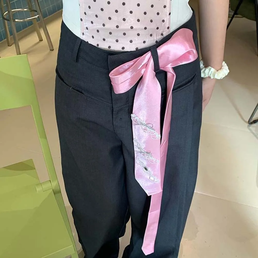 

Модный многофункциональный ленточный галстук-бабочка, кружевной тонкий атласный длинный галстук, однотонное колье, узкий длинный шарф, шарфы на шею