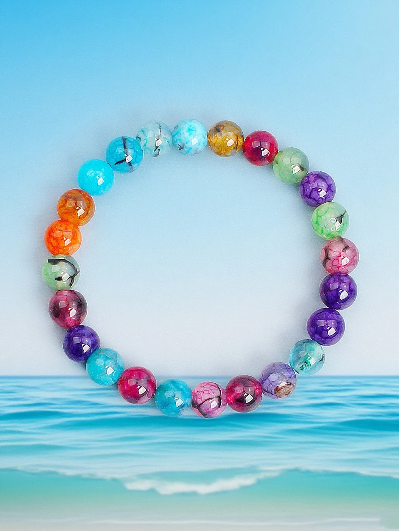 Natural Stone Colorful Dragon Vein Agate Bead Bracelet Enhances Protection Courage Strength & Symbolizes Power Energy Jewelry