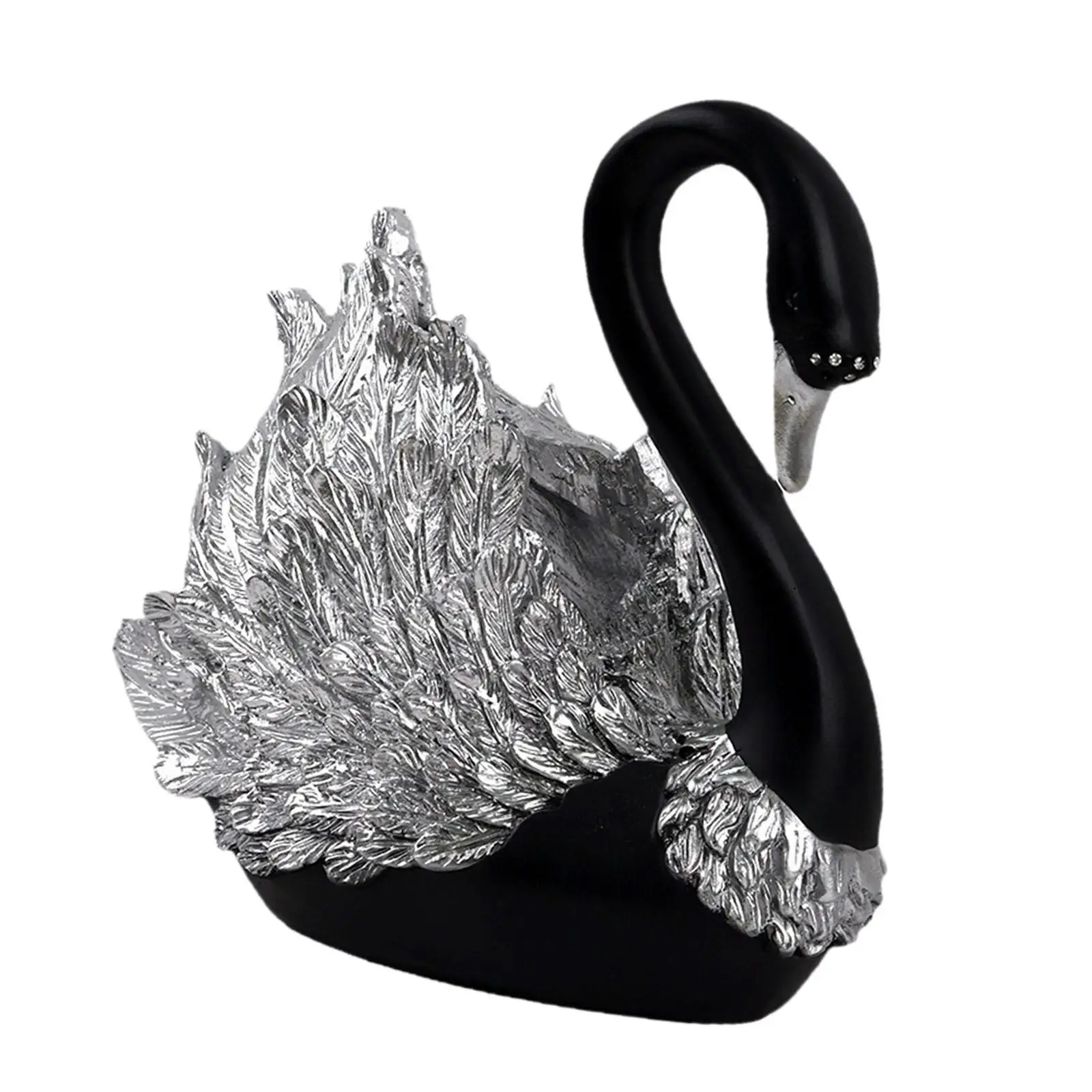 Black Swan Statue Decorative Resin Craft Modern Table Centerpiece Collectible Figurine for Fireplace Cabinet Bedroom Shelf Decor