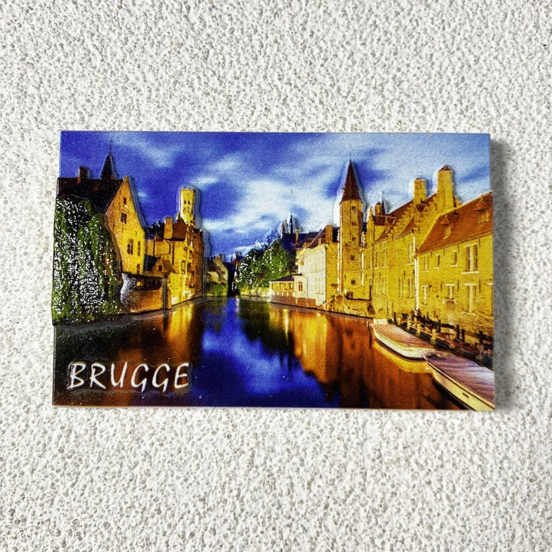 

Bruges town scenery in Belgium, refrigerator magnets, tourist souvenirs, office, home kitchen decoration gifts