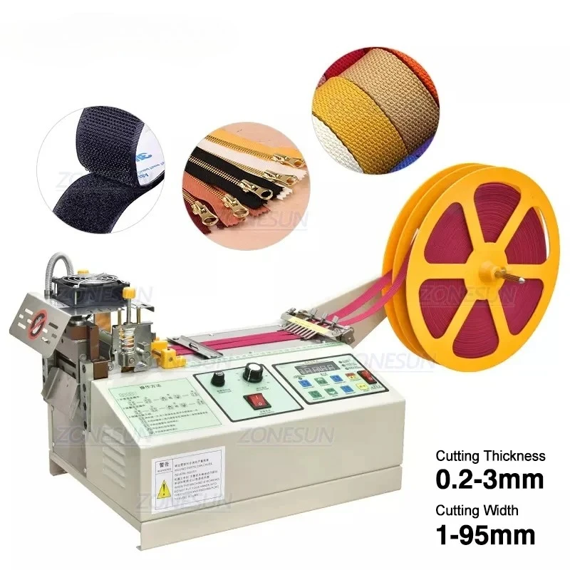 

Hot sales Zonesun Automatic lanyards tape plastic zipper ribbon cutting machine