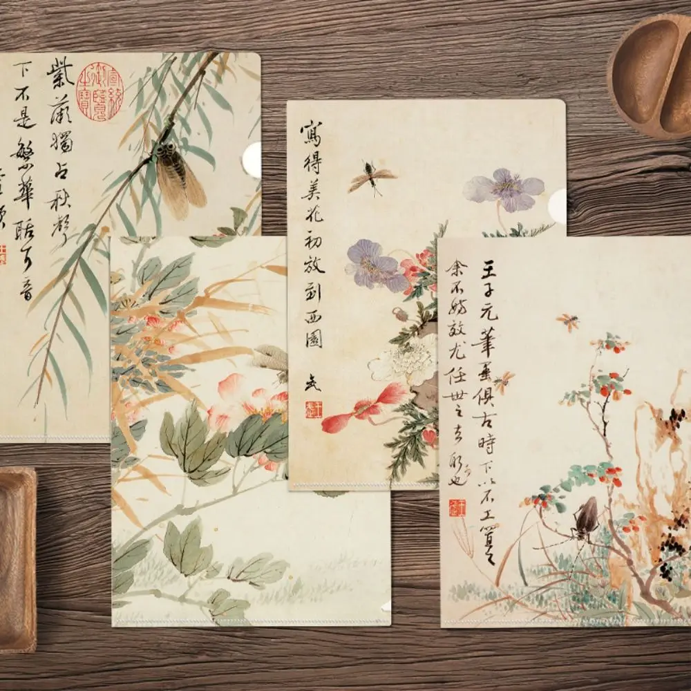 Cute Storage Bag L Shaped Folder Presentation Folder Archaic Prosody Series A4 File Folder Documents Paper Organizer Student