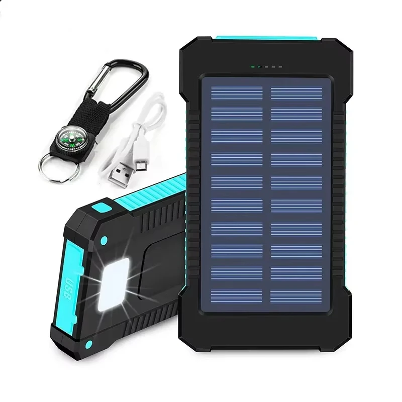 10000mAh Portable Solar Power Bank External Battery Fast Charging Waterproof Powerbank with SOS Flashlight Poverbank for Xiaomi