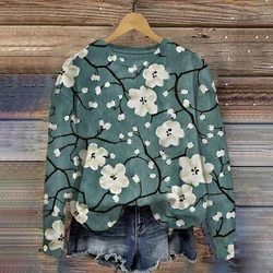 Women's Floral Print Sweatshirt Oversized Hoodies Women's Long Sleeve Tops Women's Beauty Print Streetwear Fashion Clothing