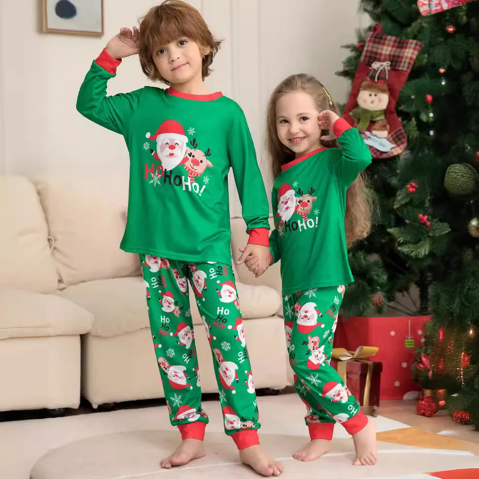 New home dress Santa Claus print fashion pajamas pet dog clothing human dog family suit